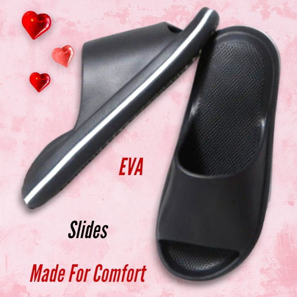 Women's Beautiful Black with White Trimming Open Toe Sandal EVA Slides NWT - Picture 7 of 10